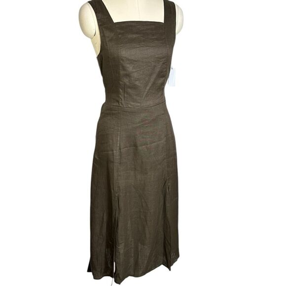Equipment Ginette Brown Linen Sleeveless Midi Dress | 2 - Picture 6 of 11